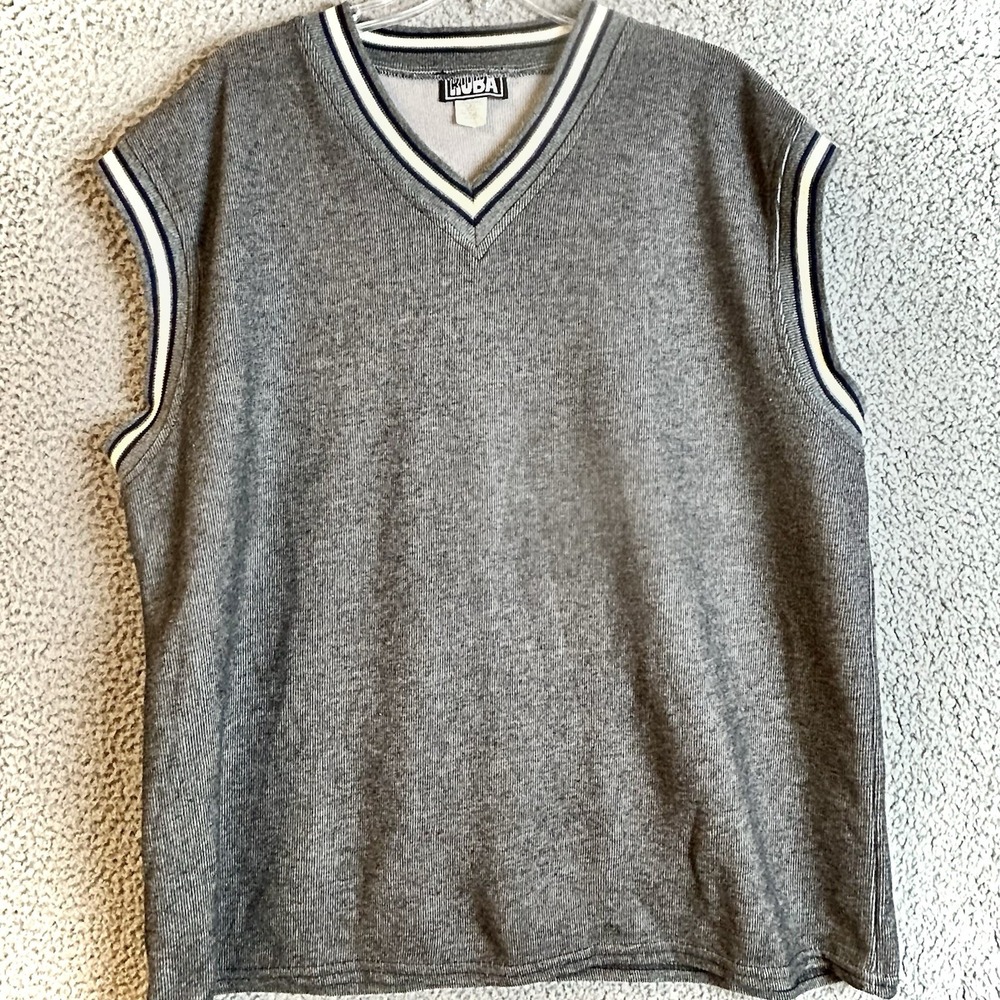 Vintage ROBA 90s Polyester Cotton Sweater Vest  Size XL Preppy Y2K Made In USA